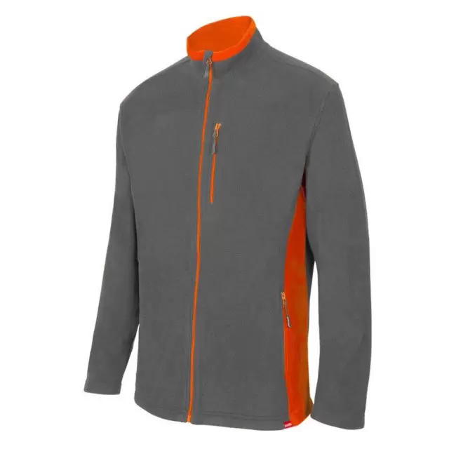 VESTE POLAIRE BICOLORE PERSONNALISABLE 'ALLAN' - grey/orange