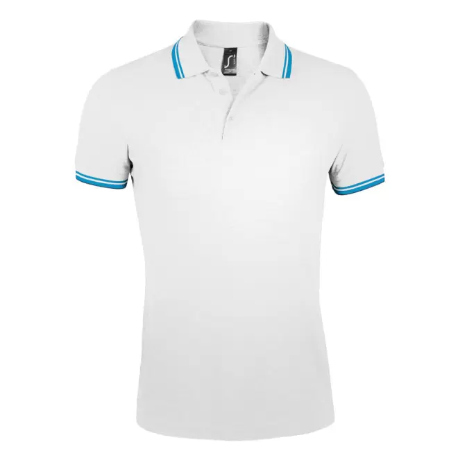 POLO BICOLORE PERSONNALISABLE HOMME 'PASADENA' 200 GR/M² - blanc/aqua