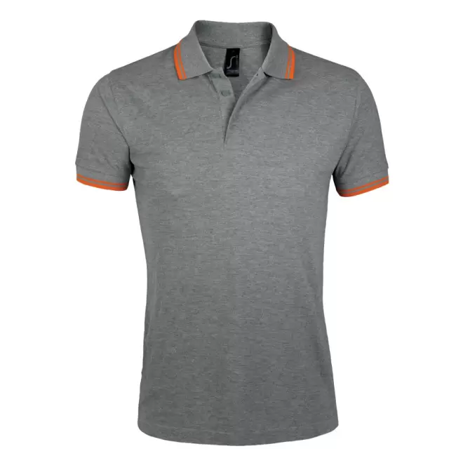 POLO BICOLORE PERSONNALISABLE HOMME 'PASADENA' 200 GR/M² - gris chiné/orange
