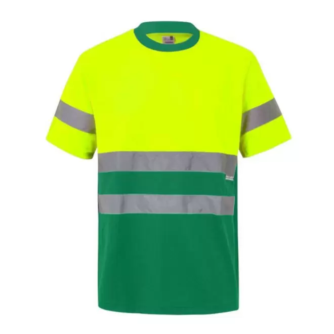 TEE SHIRT PERSONNALISABLE BICOLORE HAUTE VISIBILITÉ VELILLA® 'DISTO' - yellow/green