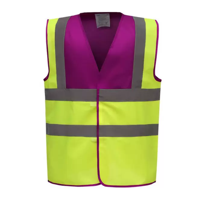GILET DE SÉCURITÉ PERSONNALISÉ 'SECUR' - raspberry/yellow