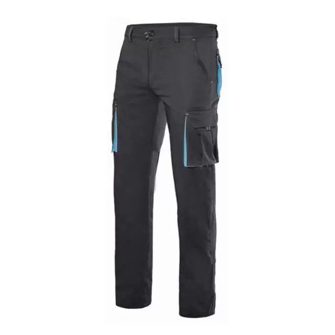 PANTALON PERSONNALISÉ DE TRAVAIL VELILLA® 'CAPTURE' - black/skyblue