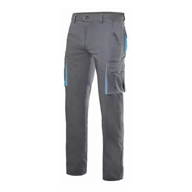 PANTALON PERSONNALISÉ DE TRAVAIL VELILLA® 'CAPTURE' - grey/skyblue