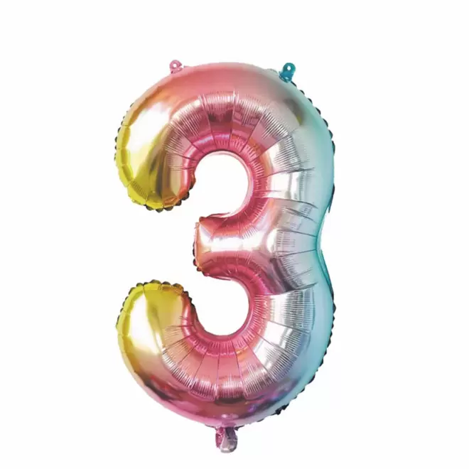BALLON NUMERO EN MYLAR IRISE 'NUMBERZ' - chiffre 3