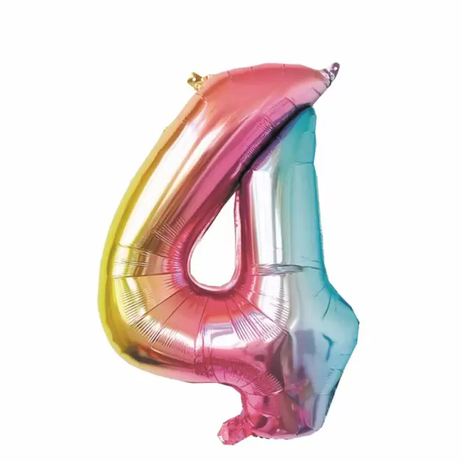 BALLON NUMERO EN MYLAR IRISE 'NUMBERZ' - chiffre 4