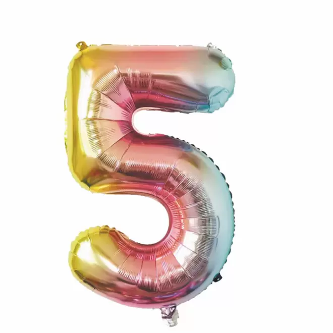 BALLON NUMERO EN MYLAR IRISE 'NUMBERZ' - chiffre 5