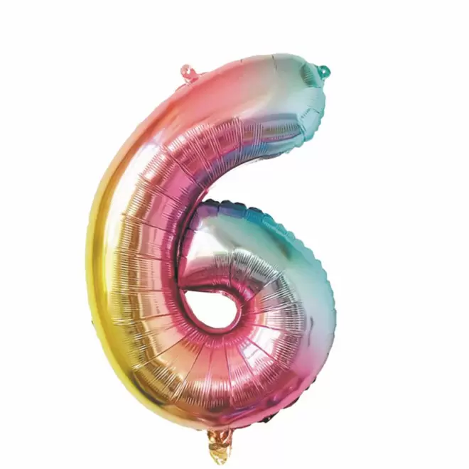 BALLON NUMERO EN MYLAR IRISE 'NUMBERZ' - chiffre 6