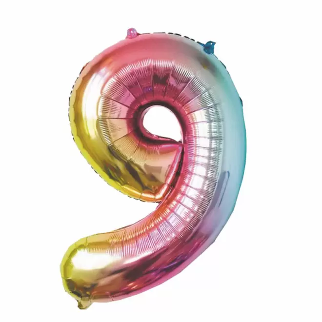 BALLON NUMERO EN MYLAR IRISE 'NUMBERZ' - chiffre 9
