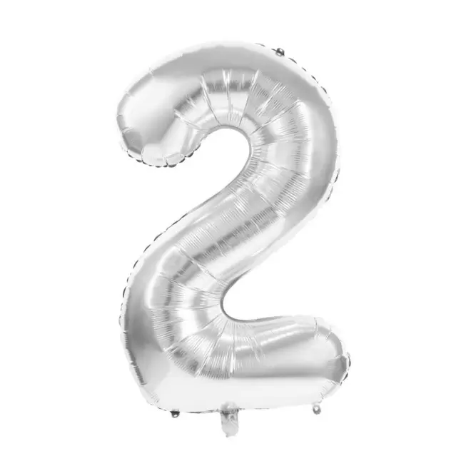 BALLON NUMERO EN MYLAR ARGENT 'NUMBERZ' - chiffre 2