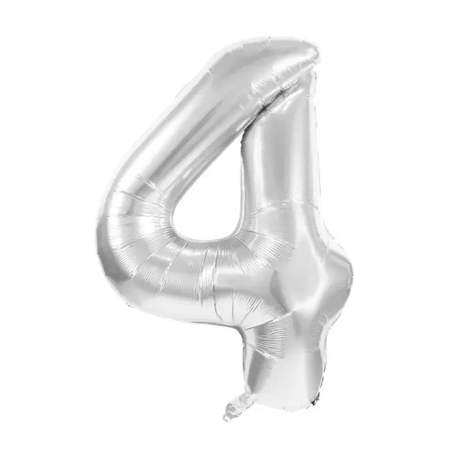 BALLON NUMERO EN MYLAR ARGENT 'NUMBERZ' - chiffre 4