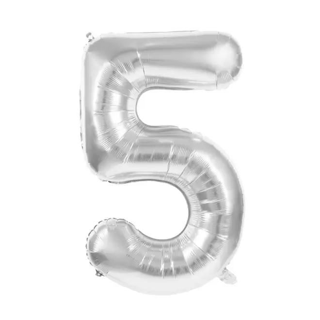 BALLON NUMERO EN MYLAR ARGENT 'NUMBERZ' - chiffre 5