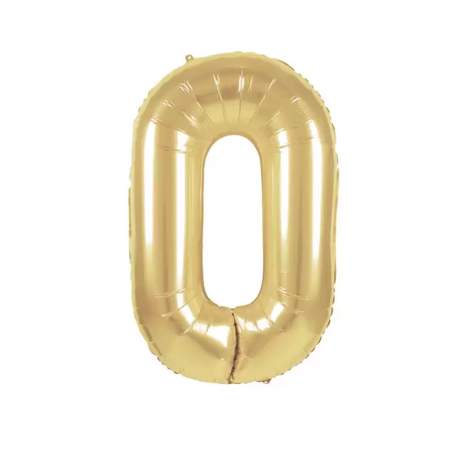 BALLON NUMERO EN MYLAR DORE 'NUMBERZ' - chiffre 0