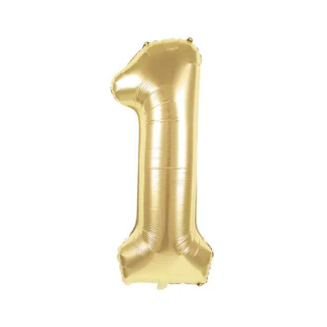 BALLON NUMERO EN MYLAR DORE 'NUMBERZ' - chiffre 1