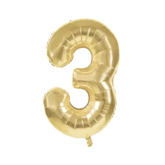 BALLON NUMERO EN MYLAR DORE 'NUMBERZ' - chiffre 3