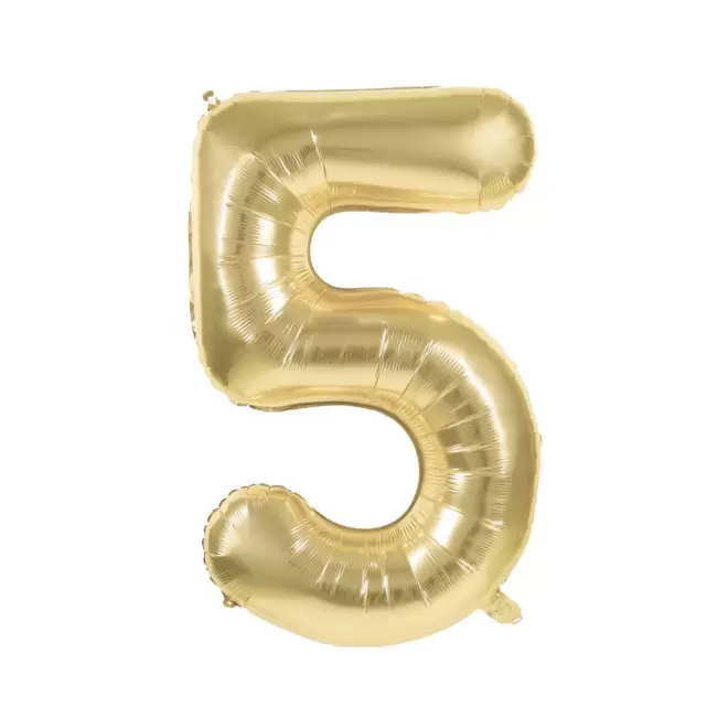BALLON NUMERO EN MYLAR DORE 'NUMBERZ' - chiffre 5