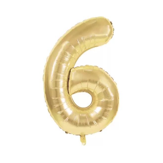 BALLON NUMERO EN MYLAR DORE 'NUMBERZ' - chiffre 6