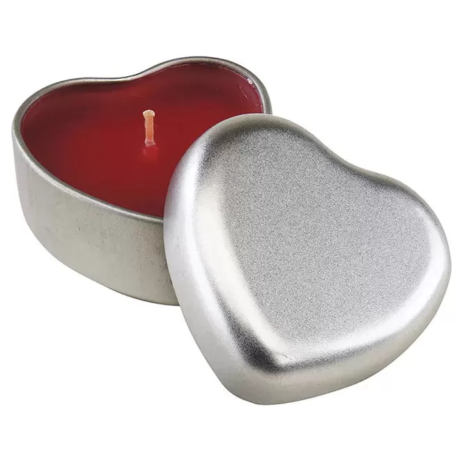 BOUGIE PROMOTIONNELLE 'COEUR' PARFUM VANILLE - rouge/argenté