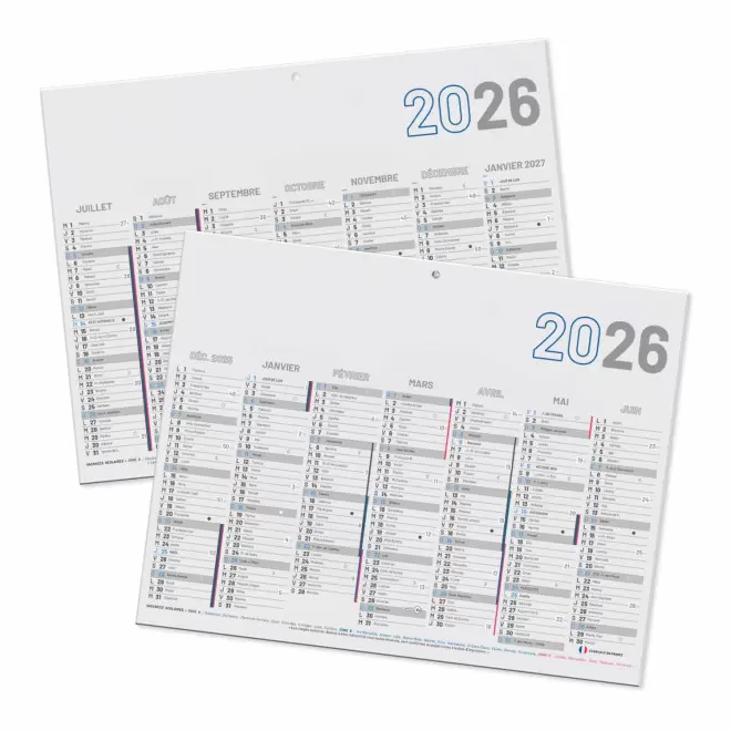 MINI CALENDRIER BANCAIRE PERSONNALISABLE RIGIDE 27x20,8CM 'CALENDY' - blanc
