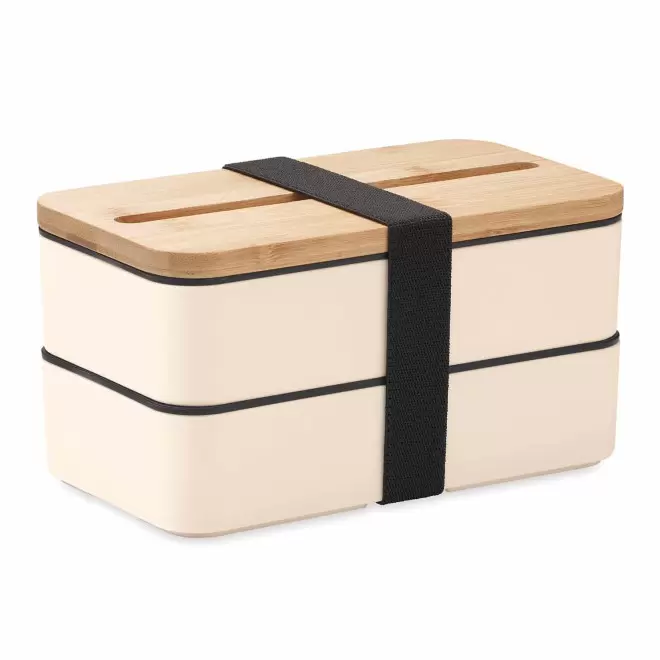 LUNCH BOX PUBLICITAIRE A DEUX NIVEAUX PERSONNALISABLE 'RAVUN' - beige