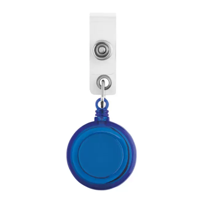PORTE-BADGE PUBLICITAIRE AVEC CORDON DEROULEUR 'DEROULO' - bleu