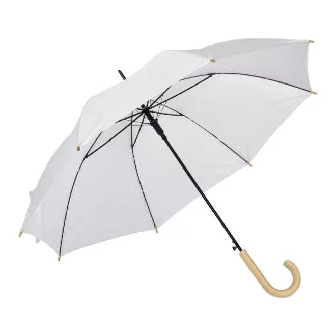 PARAPLUIE PUBLICITAIRE MANCHE CANNE 'LUSK' - blanc
