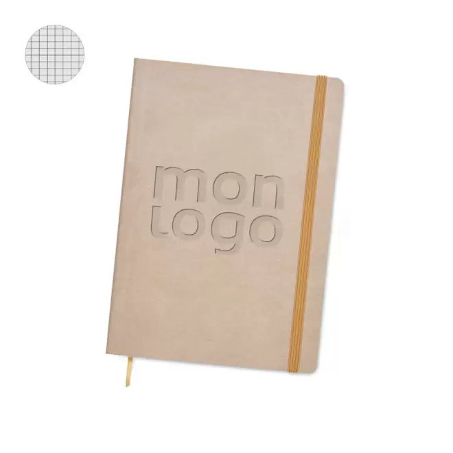 CARNET SUR MESURE PERSONNALISABLE EN PU A5 'MYNOTE' - quadrillé