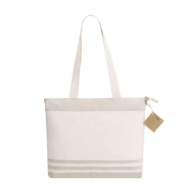 SAC DE PLAGE RAYE PERSONNALISE 'AVRILOS' - naturel