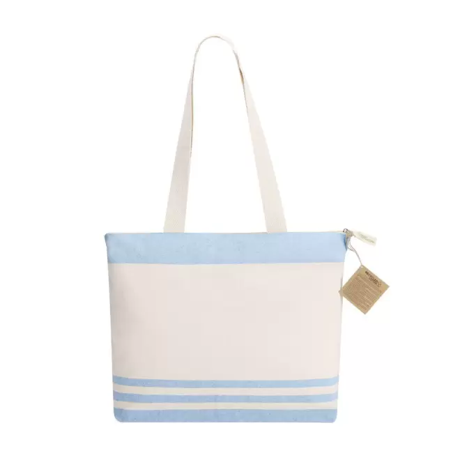 SAC DE PLAGE RAYE PERSONNALISE 'AVRILOS' - bleu clair