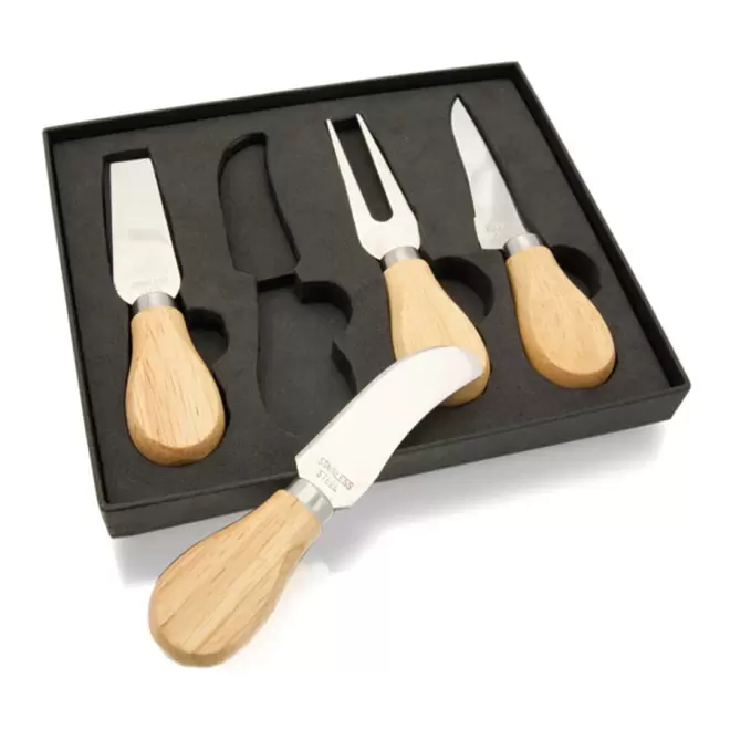 SET DE COUTEAUX PERSONNALISÉ À FROMAGE 'MOTHAIS' - bois