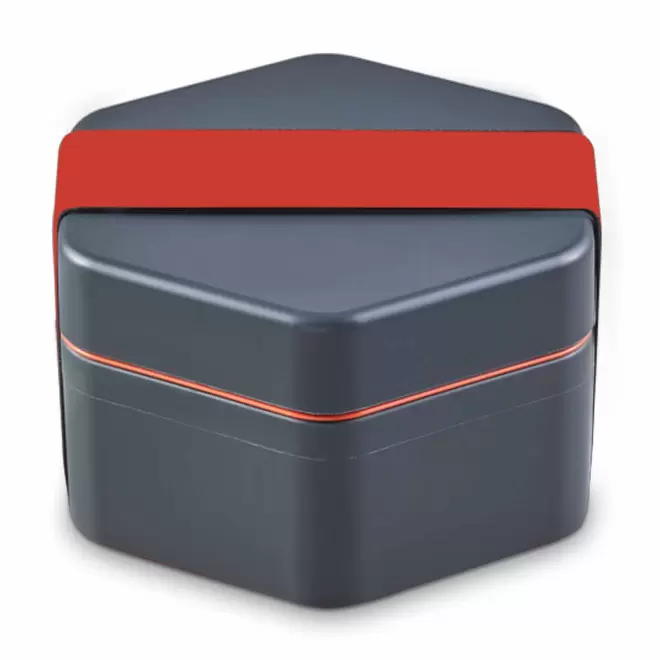 LUNCH BOX PERSONNALISABLE 'MADO' - gris/rouge