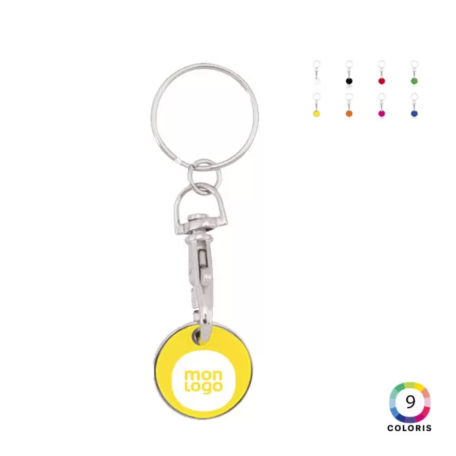 PORTE-CLÉS PERSONNALISÉ AVEC JETON EN MÉTAL 'KEMA' - jaune