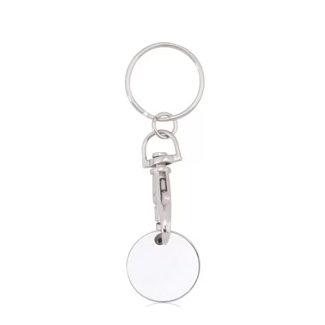 PORTE-CLÉS PERSONNALISÉ AVEC JETON EN MÉTAL 'KEMA' - blanc