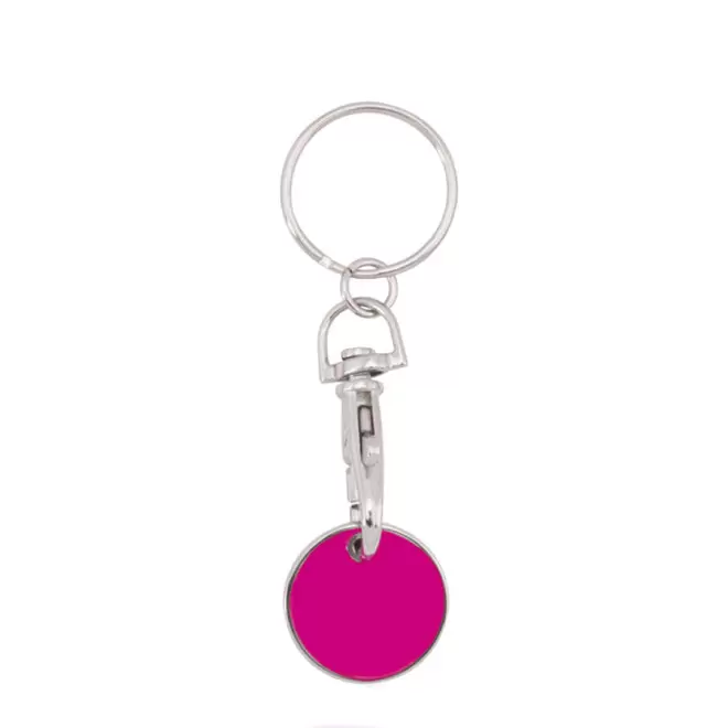 PORTE-CLÉS PERSONNALISÉ AVEC JETON EN MÉTAL 'KEMA' - fuchsia