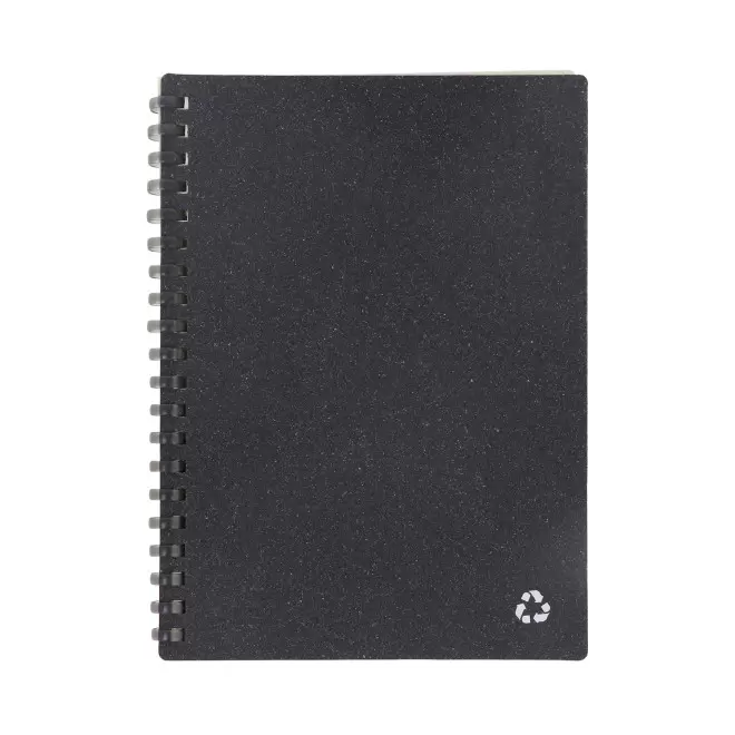 CARNET PERSONNALISABLE CUIR RECYCLE 'VIREO SPIRALE' - gris fonce