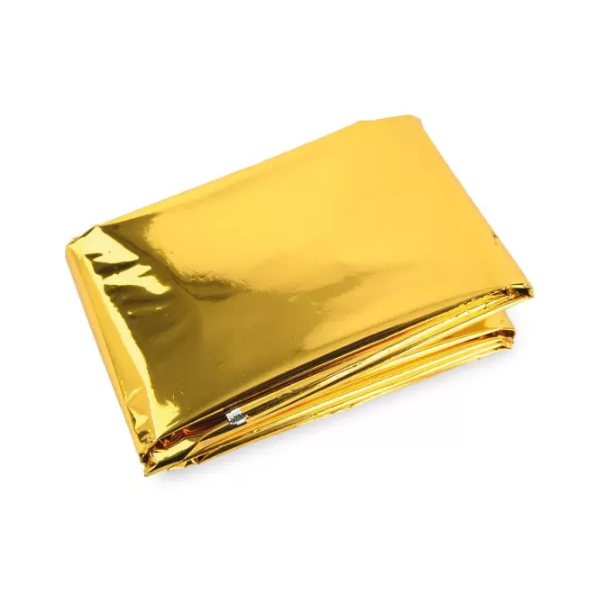 COUVERTURE DE SURVIE PERSONNALISABLE DOUBLE FACE 'CALITOS' - argenté / doré