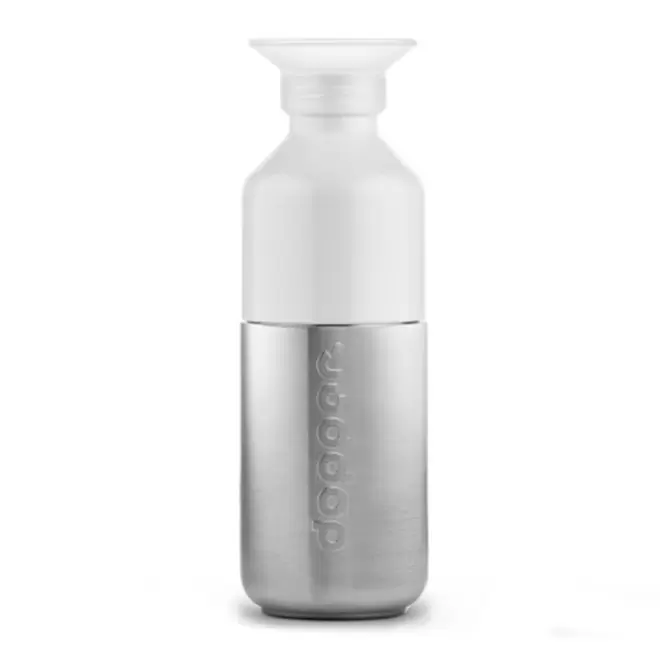 BOUTEILLE PERSONNALISÉE EN ACIER DOPPER® 350 ML 'LOSTRI' - argenté/blanc