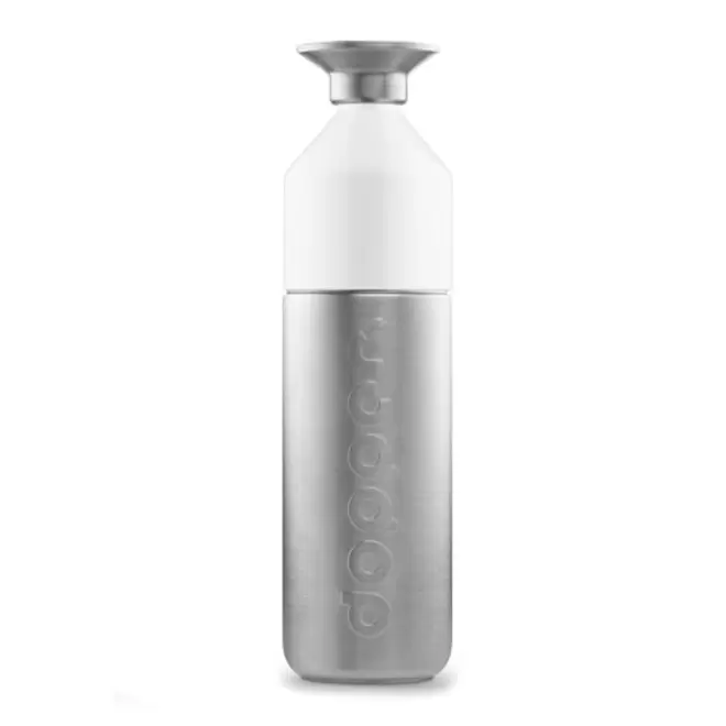 BOUTEILLE PERSONNALISÉE EN ACIER DOPPER® 1,1L 'LOSTRI' - argenté/blanc