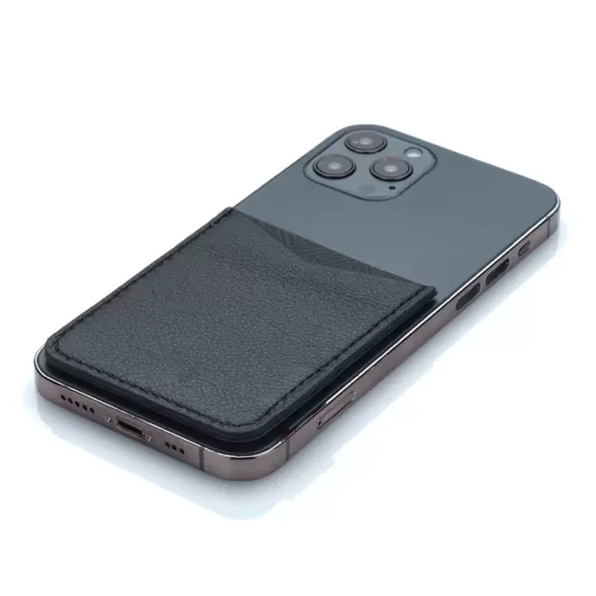 PORTE-CARTES CUIR PERSONNALISÉ ADHÉSIF 'PECOS' - noir