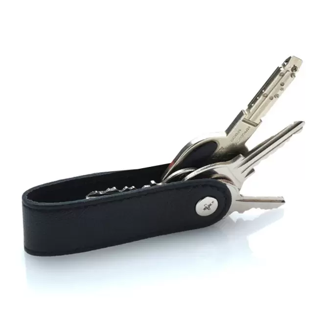 PORTE-CLÉS CUIR PERSONNALISÉ 'LUFKY' - noir