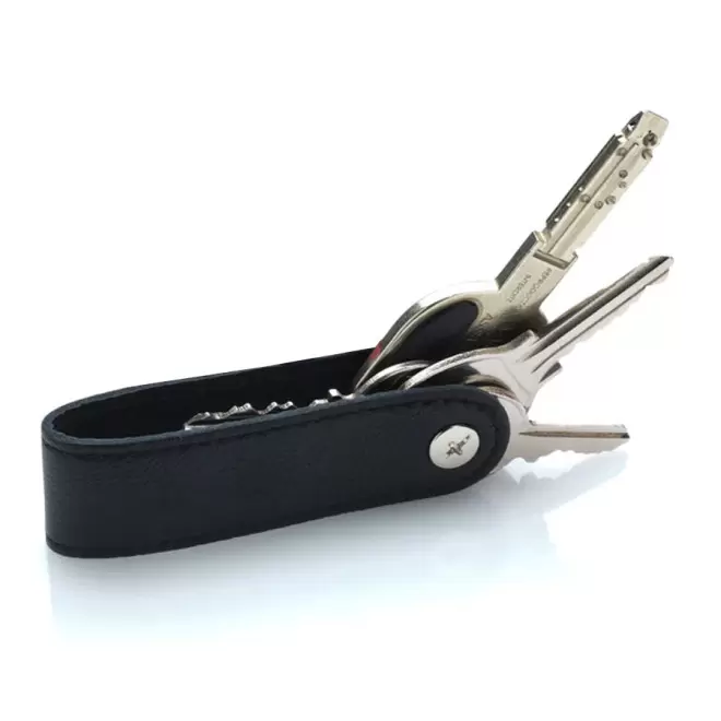 PORTE-CLÉS CUIR RECYCLÉ PERSONNALISÉ 'LUFKY' - noir