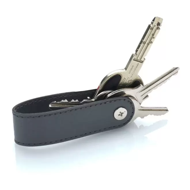 PORTE-CLÉS CUIR RECYCLÉ PERSONNALISÉ 'LUFKY' - gris