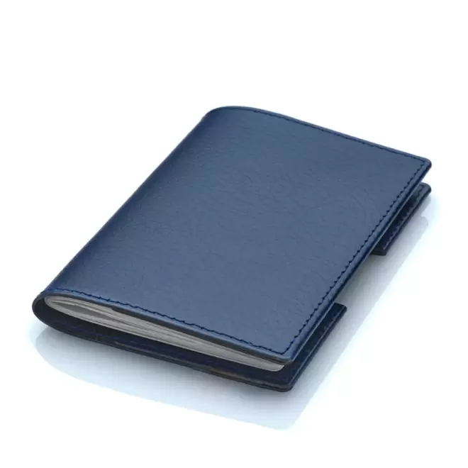 PORTE-PASSEPORT PERSONNALISABLE CUIR RECYCLÉ 'LUBOCK' - bleu marine
