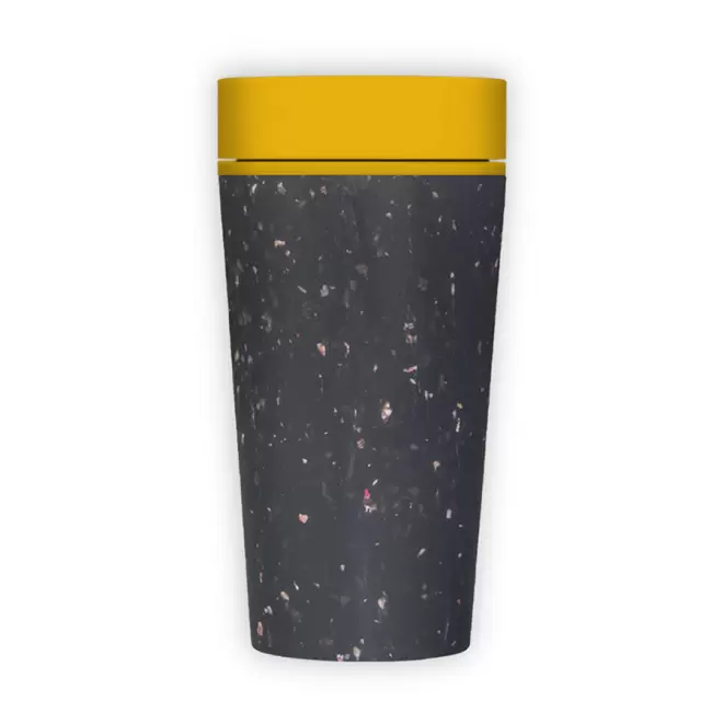 MUG PERSONNALISABLE REUTILISABLE ET DURABLE 340 mL 'BOLLI' - noir/jaune