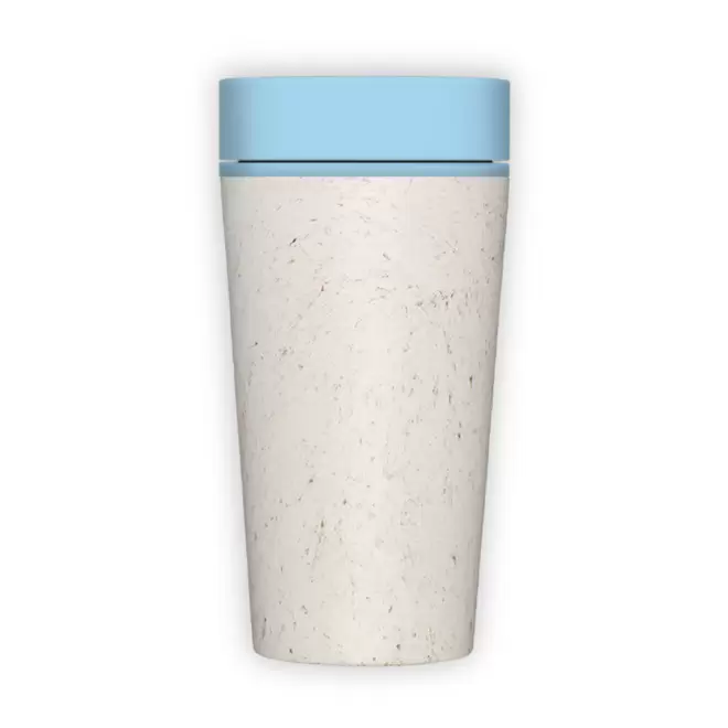 MUG PERSONNALISABLE REUTILISABLE ET DURABLE 340 mL 'BOLLI' - blanc chine/bleu