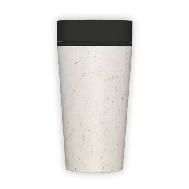 MUG PERSONNALISABLE REUTILISABLE ET DURABLE 340 mL 'BOLLI' - blanc chine/noir