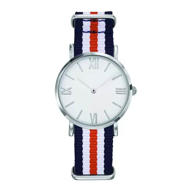 MONTRE FEMME PERSONNALISABLE 'AXELLE' - chrome/rouge/blanc/bleu