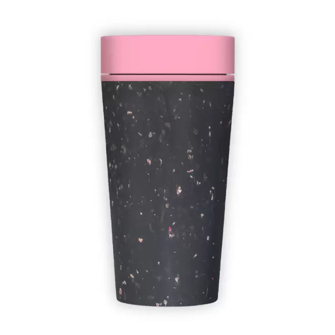 MUG PERSONNALISABLE REUTILISABLE ET DURABLE 340 mL 'BOLLI' - noir/rose