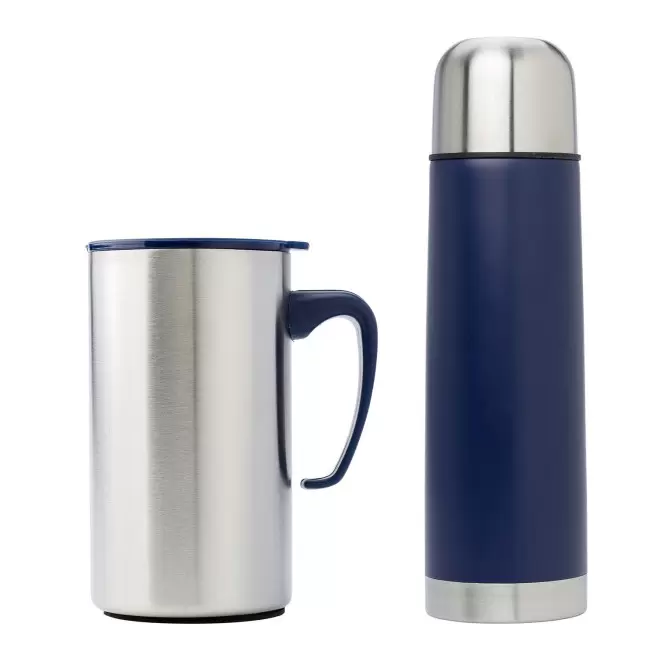 COFFRET BOUTEILLE ISOTHERME PERSONNALISABLE 'ZENIO' - bleu