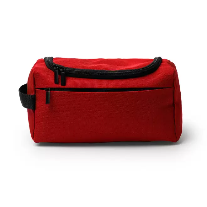 TROUSSE DE TOILETTE PERSONNALISABLE RPET 'NIXO' - rouge