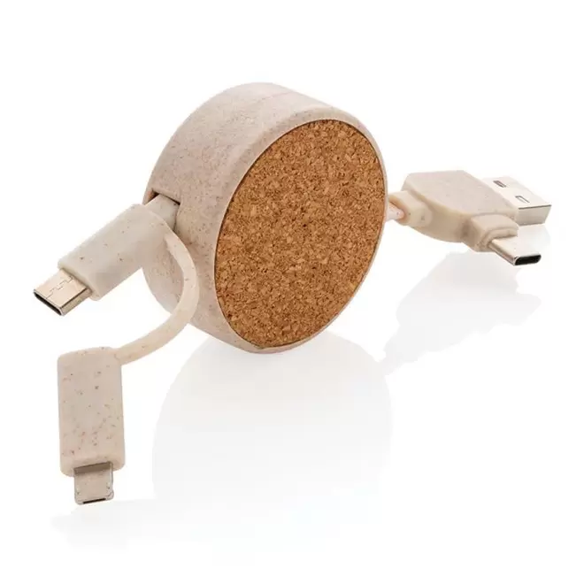CABLE MULTIFONCTIONS PERSONNALISABLE 'ONTARIO ENROULEUR LIEGE' - beige